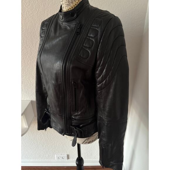 B61 ALLSAINTS Martell Biker Leather Jacket Womens 8 Grunge Chic Goth Rock Punk - Picture 4 of 12